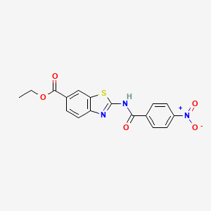 molecular formula C17H13N3O5S B7772789 2-(4-Nitro-benzoylamino)-benzothiazole-6-carboxylic acid ethyl ester 