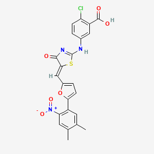 2-chloro-5-[[(5Z)-5-[[5-(4,5-dimethyl-2-nitrophenyl)furan-2-yl]methylidene]-4-oxo-1,3-thiazol-2-yl]amino]benzoic acid