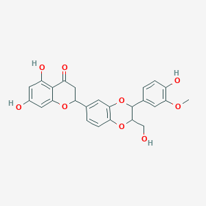 molecular formula C25H22O9 B7772949 5,7-Dihydroxy-2-[3-(4-hydroxy-3-methoxyphenyl)-2-(hydroxymethyl)-2,3-dihydro-1,4-benzodioxin-6-yl]-2,3-dihydrochromen-4-one 