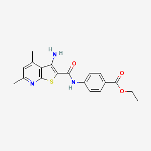 molecular formula C19H19N3O3S B7773560 Ethyl 4-{3-amino-4,6-dimethylthieno[2,3-b]pyridine-2-amido}benzoate CAS No. 333329-21-8