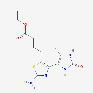 molecular formula C13H18N4O3S B7773581 ethyl 4-[2-amino-4-(5-methyl-2-oxo-2,3-dihydro-1H-imidazol-4-yl)-1,3-thiazol-5-yl]butanoate 