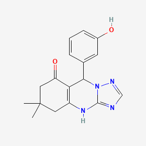 molecular formula C17H18N4O2 B7773619 9-(3-hydroxyphenyl)-6,6-dimethyl-5,6,7,9-tetrahydro[1,2,4]triazolo[5,1-b]quinazolin-8(4H)-one 