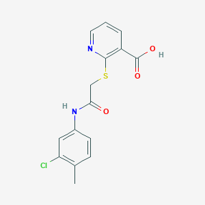 molecular formula C15H13ClN2O3S B7773646 2-[(3-Chloro-4-methyl-phenylcarbamoyl)-methylsulfanyl]-nicotinic acid 