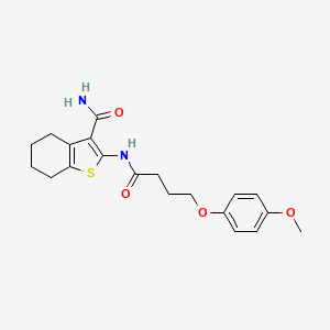 molecular formula C20H24N2O4S B7773649 2-{[4-(4-Methoxyphenoxy)butanoyl]amino}-4,5,6,7-tetrahydro-1-benzothiophene-3-carboxamide 