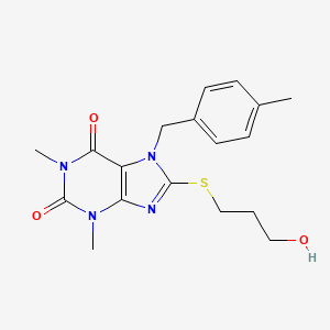 molecular formula C18H22N4O3S B7773693 8-[(3-hydroxypropyl)sulfanyl]-1,3-dimethyl-7-(4-methylbenzyl)-3,7-dihydro-1H-purine-2,6-dione CAS No. 476480-01-0