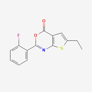 molecular formula C14H10FNO2S B7773707 6-Ethyl-2-(2-fluoro-phenyl)-thieno[2,3-d][1,3]oxazin-4-one 
