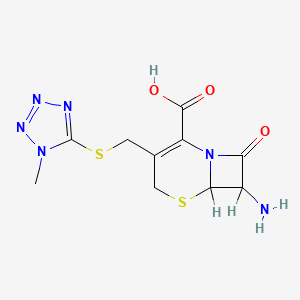 molecular formula C10H12N6O3S2 B7773717 (6R-trans)-7-Amino-3-(((1-methyl-1H-tetrazol-5-yl)thio)methyl)-8-oxo-5-thia-1-azabicyclo(4.2.0)oct-2-ene-2-carboxylic acid 
