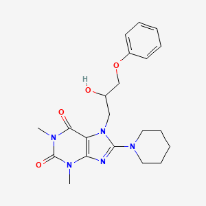 molecular formula C21H27N5O4 B7773757 7-(2-Hydroxy-3-phenoxy-propyl)-1,3-dimethyl-8-piperidin-1-yl-3,7-dihydro-purine-2,6-dione 