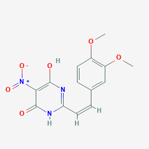 2-[(Z)-2-(3,4-dimethoxyphenyl)ethenyl]-6-hydroxy-5-nitropyrimidin-4(3H)-one