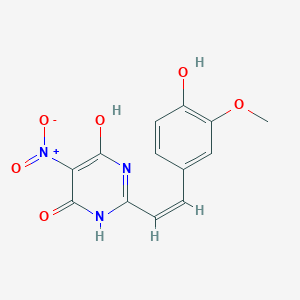 molecular formula C13H11N3O6 B7773826 6-hydroxy-2-[(Z)-2-(4-hydroxy-3-methoxyphenyl)ethenyl]-5-nitropyrimidin-4(3H)-one 