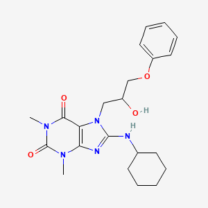 molecular formula C22H29N5O4 B7773844 8-(cyclohexylamino)-7-(2-hydroxy-3-phenoxypropyl)-1,3-dimethyl-3,7-dihydro-1H-purine-2,6-dione 