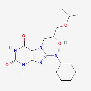 molecular formula C18H29N5O4 B7773862 8-(cyclohexylamino)-7-(2-hydroxy-3-isopropoxypropyl)-3-methyl-3,7-dihydro-1H-purine-2,6-dione 