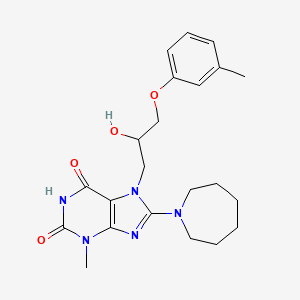 molecular formula C22H29N5O4 B7773869 8-(azepan-1-yl)-7-[2-hydroxy-3-(3-methylphenoxy)propyl]-3-methyl-3,7-dihydro-1H-purine-2,6-dione 