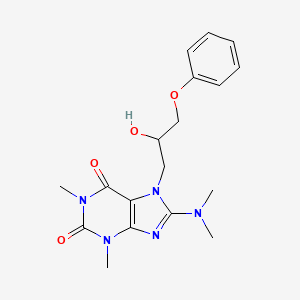 molecular formula C18H23N5O4 B7773880 8-(dimethylamino)-7-(2-hydroxy-3-phenoxypropyl)-1,3-dimethyl-3,7-dihydro-1H-purine-2,6-dione 