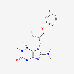 molecular formula C19H25N5O4 B7773951 8-(dimethylamino)-7-[2-hydroxy-3-(3-methylphenoxy)propyl]-1,3-dimethyl-3,7-dihydro-1H-purine-2,6-dione 