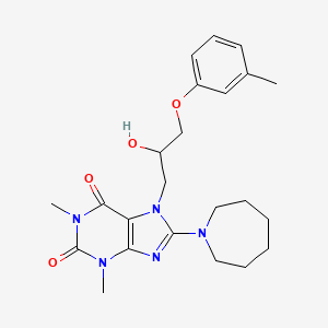 molecular formula C23H31N5O4 B7773958 8-(azepan-1-yl)-7-[2-hydroxy-3-(3-methylphenoxy)propyl]-1,3-dimethyl-3,7-dihydro-1H-purine-2,6-dione 