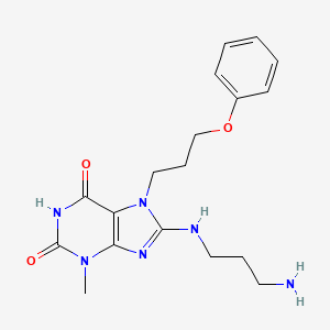 molecular formula C18H24N6O3 B7773984 8-((3-aminopropyl)amino)-3-methyl-7-(3-phenoxypropyl)-1H-purine-2,6(3H,7H)-dione 