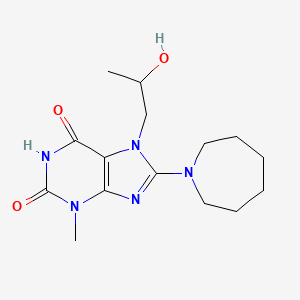 molecular formula C15H23N5O3 B7773990 8-(Azepan-1-yl)-7-(2-hydroxypropyl)-3-methylpurine-2,6-dione 