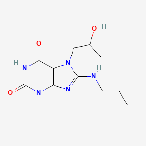 molecular formula C12H19N5O3 B7774003 7-(2-hydroxypropyl)-3-methyl-8-(propylamino)-1H-purine-2,6(3H,7H)-dione 
