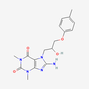molecular formula C17H21N5O4 B7774040 8-amino-7-[2-hydroxy-3-(4-methylphenoxy)propyl]-1,3-dimethyl-3,7-dihydro-1H-purine-2,6-dione 