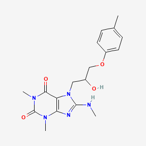 molecular formula C18H23N5O4 B7774042 7-[2-hydroxy-3-(4-methylphenoxy)propyl]-1,3-dimethyl-8-(methylamino)-3,7-dihydro-1H-purine-2,6-dione 
