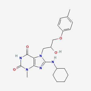 molecular formula C22H29N5O4 B7774061 8-(cyclohexylamino)-6-hydroxy-7-[2-hydroxy-3-(4-methylphenoxy)propyl]-3-methyl-3,7-dihydro-2H-purin-2-one 