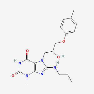 molecular formula C19H25N5O4 B7774090 7-[2-hydroxy-3-(4-methylphenoxy)propyl]-3-methyl-8-(propylamino)-3,7-dihydro-1H-purine-2,6-dione 