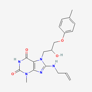 molecular formula C19H23N5O4 B7774093 6-hydroxy-7-[2-hydroxy-3-(4-methylphenoxy)propyl]-3-methyl-8-(prop-2-en-1-ylamino)-3,7-dihydro-2H-purin-2-one 