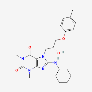 molecular formula C23H31N5O4 B7774095 8-(Cyclohexylamino)-7-[2-hydroxy-3-(4-methylphenoxy)propyl]-1,3-dimethylpurine-2,6-dione 
