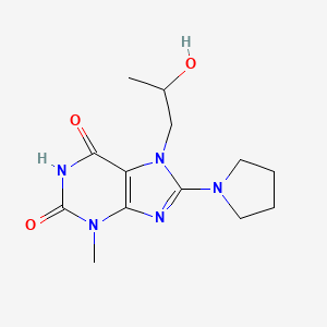 molecular formula C13H19N5O3 B7774113 7-(2-Hydroxy-propyl)-3-methyl-8-pyrrolidin-1-yl-3,7-dihydro-purine-2,6-dione 