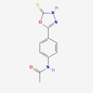 molecular formula C10H9N3O2S B7774216 Acetamide, N-[4-(5-mercapto-1,3,4-oxadiazol-2-yl)phenyl]- 