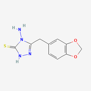 molecular formula C10H10N4O2S B7774222 4-amino-5-(1,3-benzodioxol-5-ylmethyl)-4H-1,2,4-triazole-3-thiol CAS No. 924861-98-3
