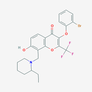 molecular formula C24H23BrF3NO4 B7774369 3-(2-bromophenoxy)-8-[(2-ethylpiperidin-1-yl)methyl]-7-hydroxy-2-(trifluoromethyl)-4H-chromen-4-one 