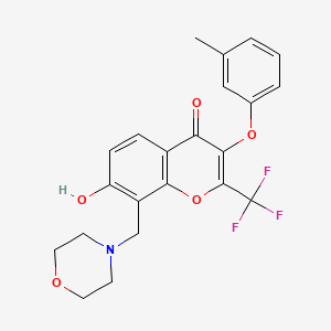 molecular formula C22H20F3NO5 B7774545 7-hydroxy-3-(3-methylphenoxy)-8-(morpholin-4-ylmethyl)-2-(trifluoromethyl)-4H-chromen-4-one 