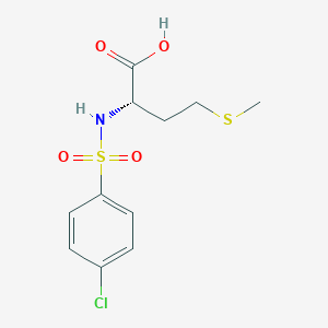 molecular formula C11H14ClNO4S2 B7774554 (2S)-2-{[(4-chlorophenyl)sulfonyl]amino}-4-(methylsulfanyl)butanoic acid 