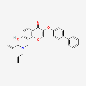 molecular formula C28H25NO4 B7774570 8-[[Bis(prop-2-enyl)amino]methyl]-7-hydroxy-3-(4-phenylphenoxy)chromen-4-one 