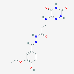 molecular formula C15H18N6O5 B7774615 3-[(3,5-dioxo-2H-1,2,4-triazin-6-yl)amino]-N-[(E)-(3-ethoxy-4-hydroxyphenyl)methylideneamino]propanamide 