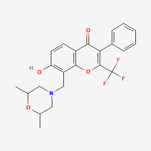 molecular formula C23H22F3NO4 B7774626 8-[(2,6-dimethylmorpholin-4-yl)methyl]-7-hydroxy-3-phenyl-2-(trifluoromethyl)-4H-chromen-4-one 