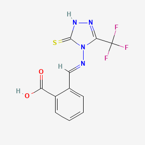 molecular formula C11H7F3N4O2S B7774633 (E)-2-(((3-mercapto-5-(trifluoromethyl)-4H-1,2,4-triazol-4-yl)imino)methyl)benzoic acid 