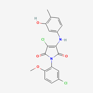 molecular formula C18H14Cl2N2O4 B7774686 3-Chloro-1-(5-chloro-2-methoxyphenyl)-4-(3-hydroxy-4-methylanilino)pyrrole-2,5-dione 