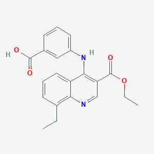 molecular formula C21H20N2O4 B7774770 3-{[3-(Ethoxycarbonyl)-8-ethylquinolin-4-yl]amino}benzoic acid 