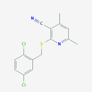 molecular formula C15H12Cl2N2S B7774778 2-[(2,5-Dichlorophenyl)methylsulfanyl]-4,6-dimethylpyridine-3-carbonitrile 