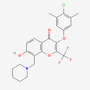 molecular formula C24H23ClF3NO4 B7774797 3-(4-chloro-3,5-dimethylphenoxy)-7-hydroxy-8-(piperidin-1-ylmethyl)-2-(trifluoromethyl)-4H-chromen-4-one 