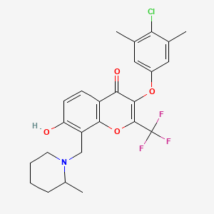 3-(4-chloro-3,5-dimethylphenoxy)-7-hydroxy-8-[(2-methylpiperidin-1-yl)methyl]-2-(trifluoromethyl)-4H-chromen-4-one