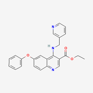 molecular formula C24H21N3O3 B7774855 Ethyl 6-phenoxy-4-((pyridin-3-ylmethyl)amino)quinoline-3-carboxylate 