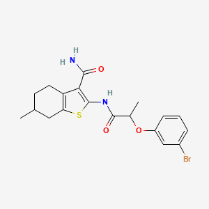 molecular formula C19H21BrN2O3S B7774866 2-[2-(3-Bromophenoxy)propanoylamino]-6-methyl-4,5,6,7-tetrahydro-1-benzothiophene-3-carboxamide 