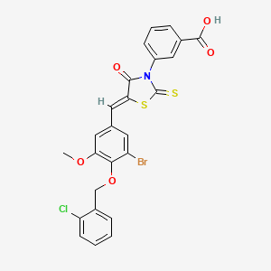 (Z)-3-(5-(3-bromo-4-((2-chlorobenzyl)oxy)-5-methoxybenzylidene)-4-oxo-2-thioxothiazolidin-3-yl)benzoic acid