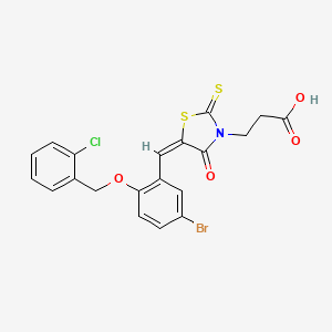 3-[(5E)-5-[[5-bromo-2-[(2-chlorophenyl)methoxy]phenyl]methylidene]-4-oxo-2-sulfanylidene-1,3-thiazolidin-3-yl]propanoic acid