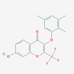 molecular formula C19H15F3O4 B7774892 7-Hydroxy-2-(trifluoromethyl)-3-(2,3,5-trimethylphenoxy)chromen-4-one 