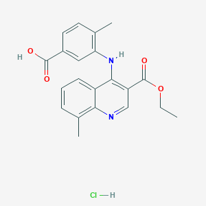 molecular formula C21H21ClN2O4 B7775019 3-[(3-Ethoxycarbonyl-8-methylquinolin-4-yl)amino]-4-methylbenzoic acid;hydrochloride 